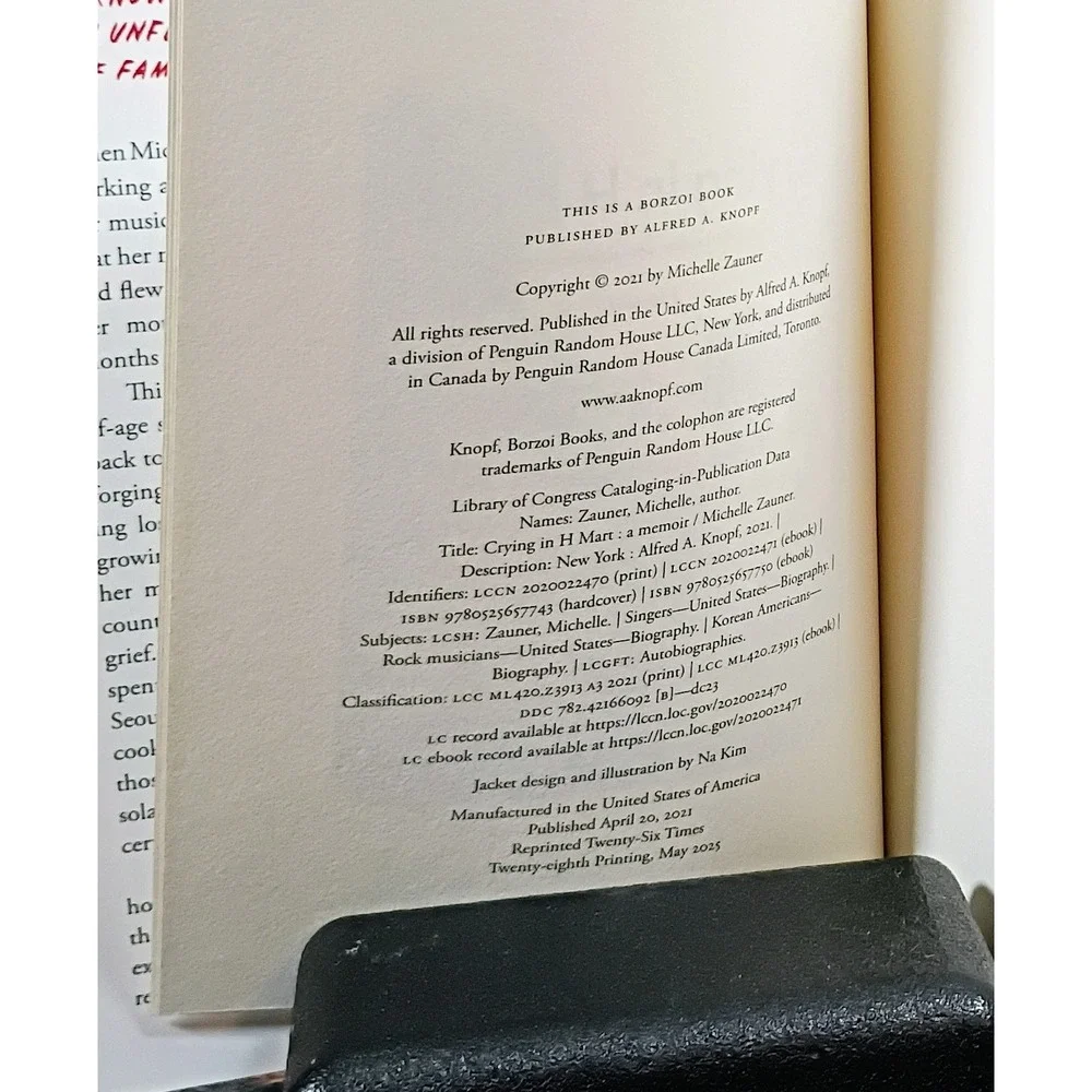 Crying in H Mart Michelle Zauner Hardcover Memoir 2021 New York Times Bestseller